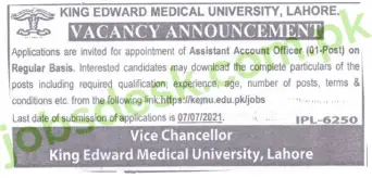 King Edward Medical University Jobs in Lahore