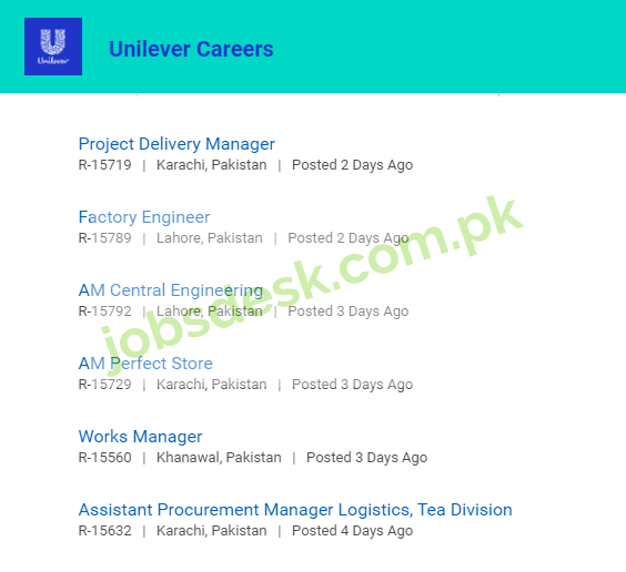 Unilever Jobs in Pakistan June 2021