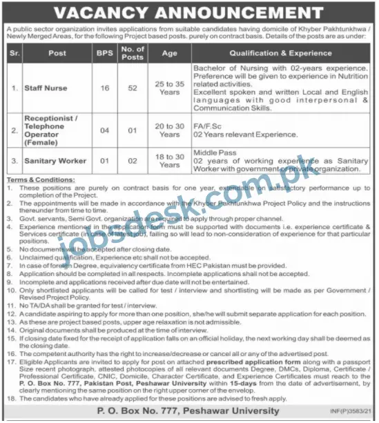 Atomic Energy Jobs | PO Box 777 Jobs in Peshawar