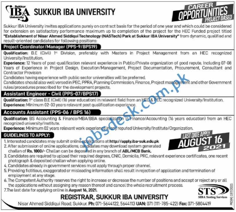 Sukkur IBA University Jobs in Sindh July 2021