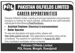 Pakistan Oilfields Limited Jobs in Rawalpindi Aug 2021
