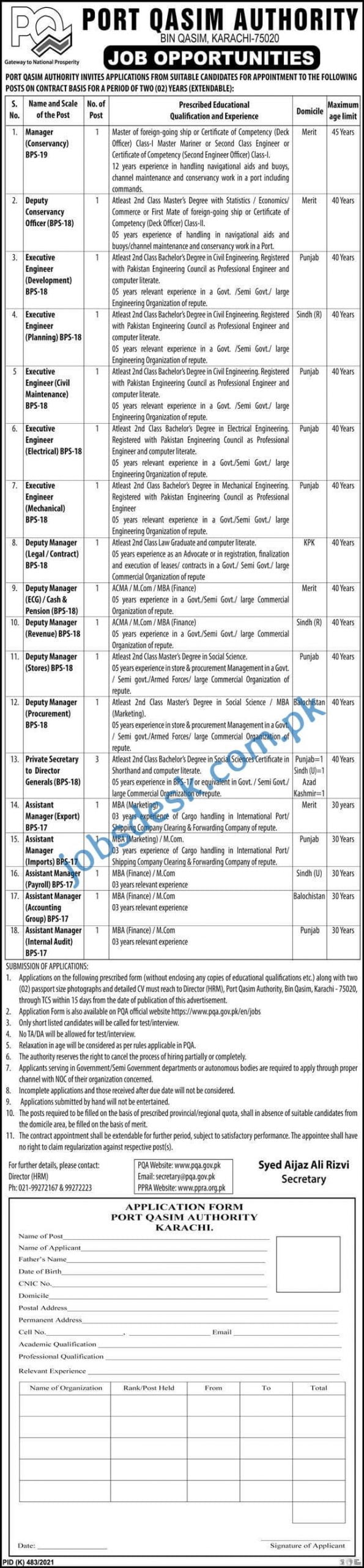 Port Qasim Authority Jobs in Karachi August 2021