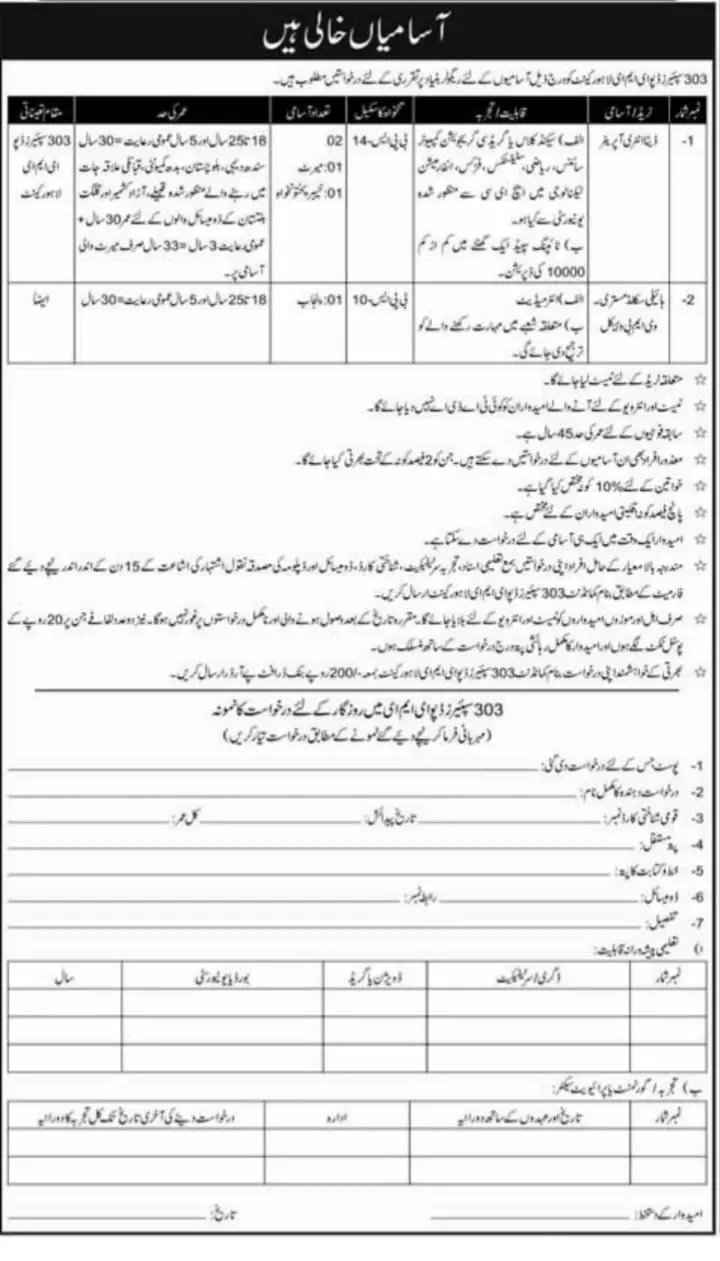 303 Spares Depot EME Jobs in Lahore 2021