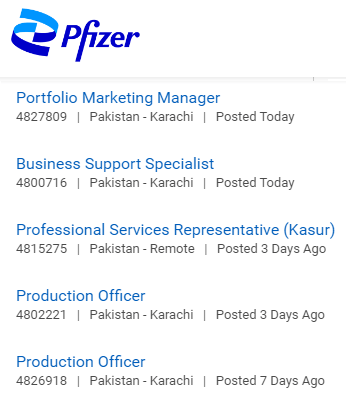 Pfizer Pakistan Jobs in Karachi Oct 2021
