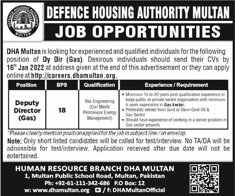 DHA Multan Jobs in Jan 2022