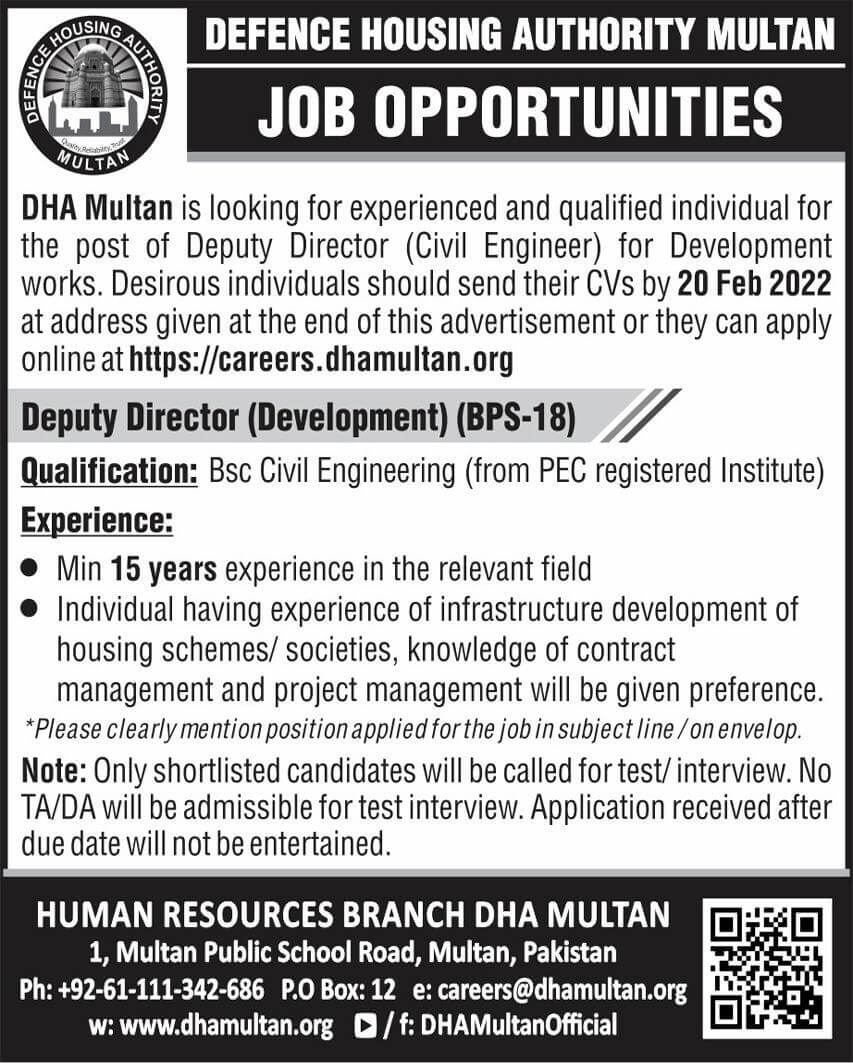 DHA Multan Jobs in Feb 2022