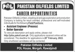 Pakistan Oilfields Limited Jobs in Rawalpindi Feb 2022