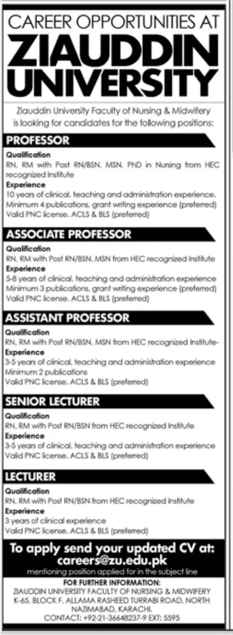 Ziauddin University Jobs in Karachi Feb 2022
