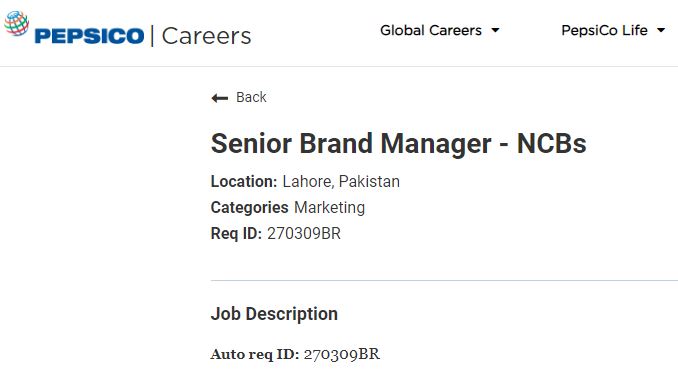 Pepsi Co Jobs in Lahore Apr 2022