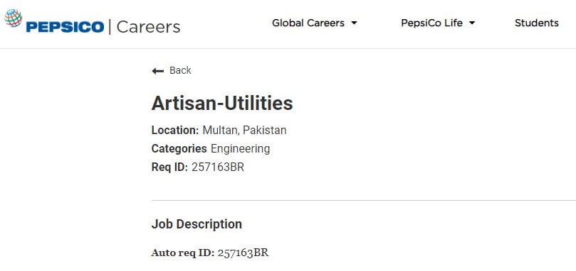 Pepsi Co Jobs in Multan Apr 2022